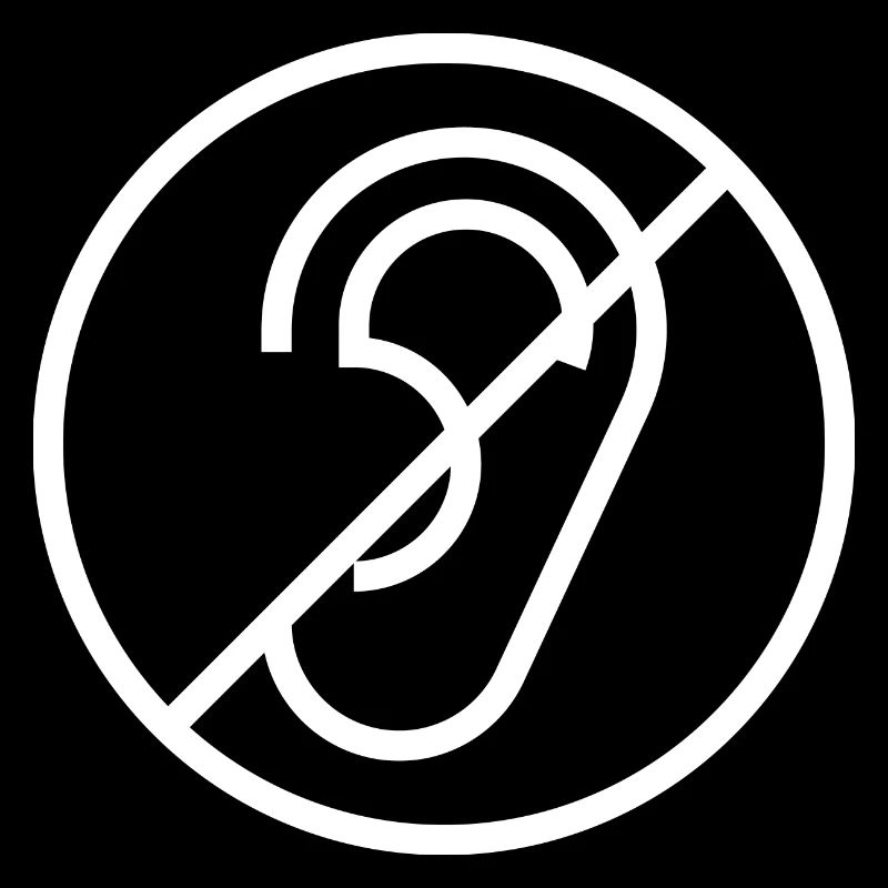 Deafness, hearing symbol, deaf sign