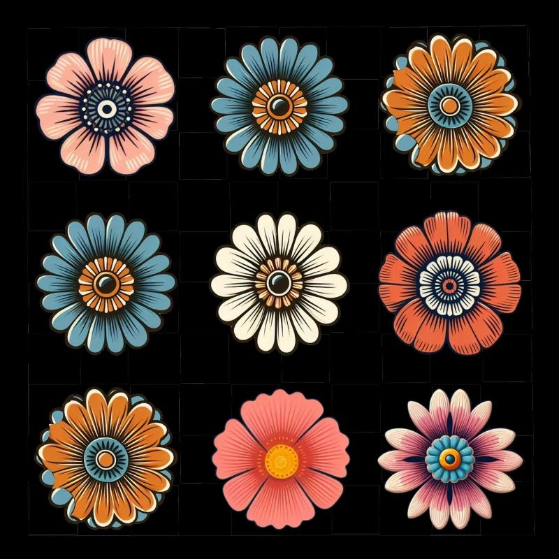 Boho-Blumenmuster mit Retro-Vibes – Vintage-Design