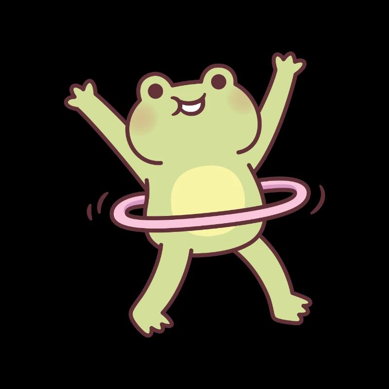Cute Frog Playing With Hoop