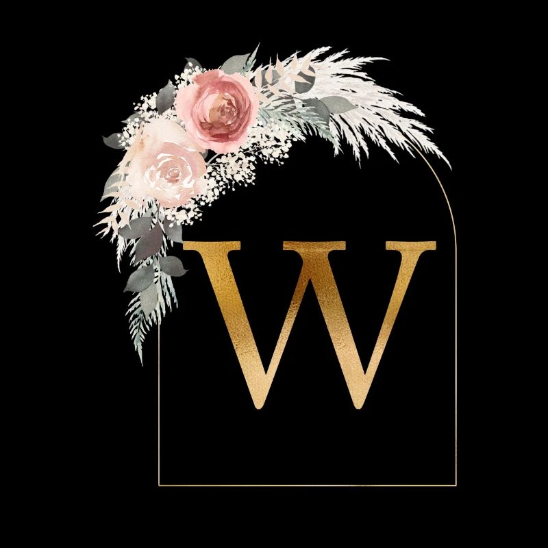 Personalisierbar Monogramm W Blumen Bogen