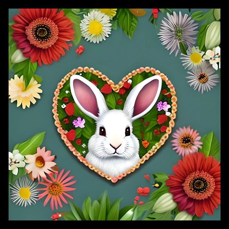 Blumenmuster mit Osterhase