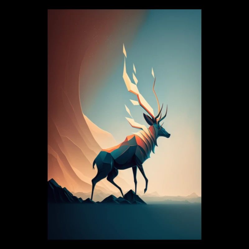 Cerf avec bois enflammés