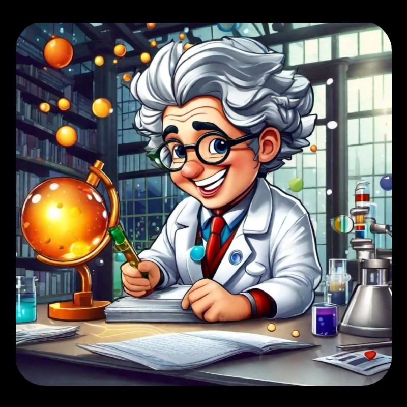 Professeur mignon avec des cheveux blancs et des lunettes