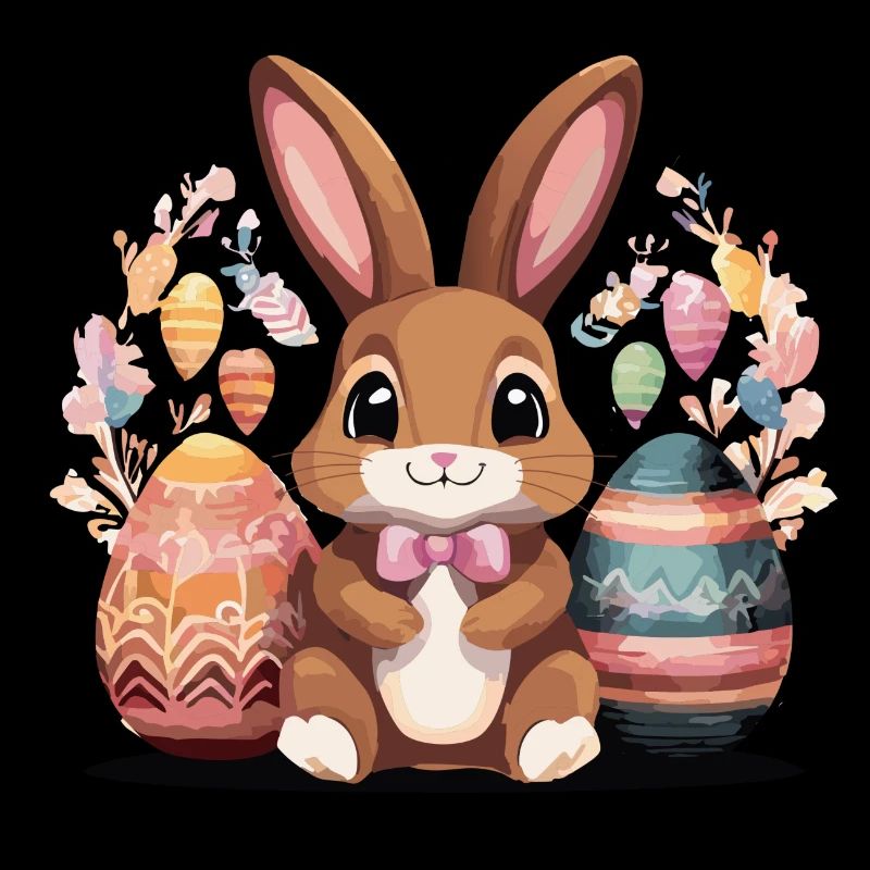 Easter bunny with colorful eggs - beautiful Easter motif