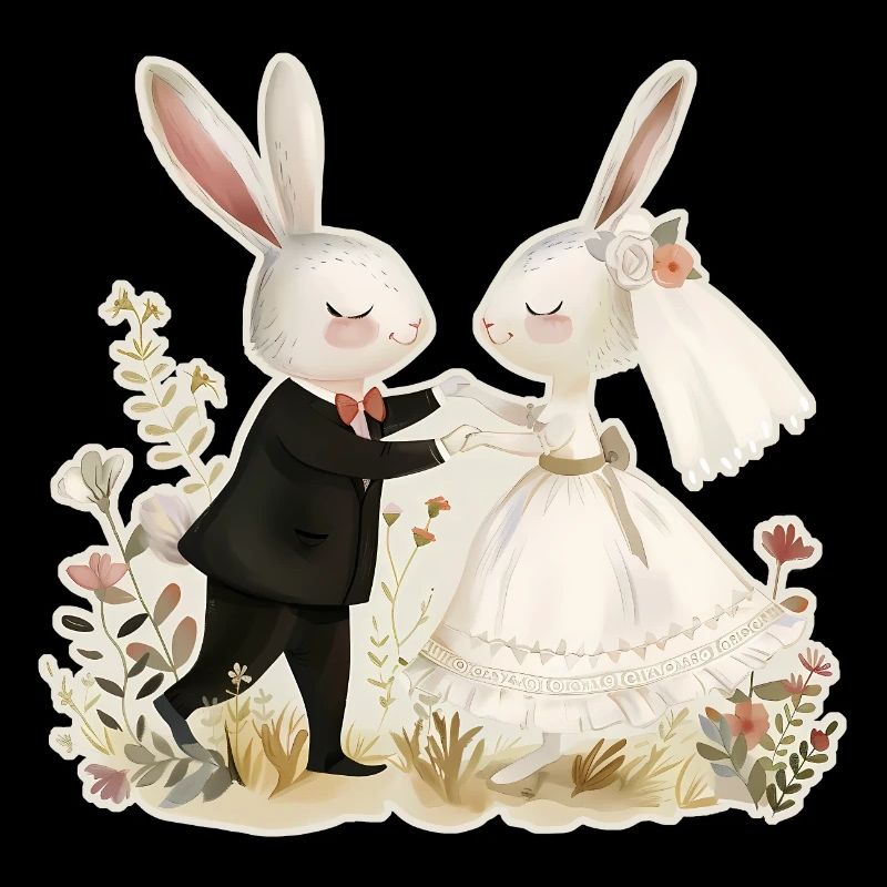 Bride and groom rabbits