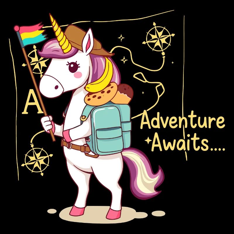 Licorne aventureuse avec des provisions