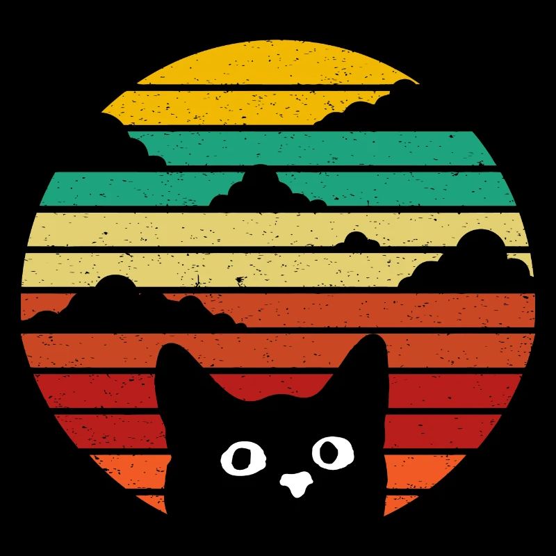 Rétro vintage chat coucher de soleil chat vintage