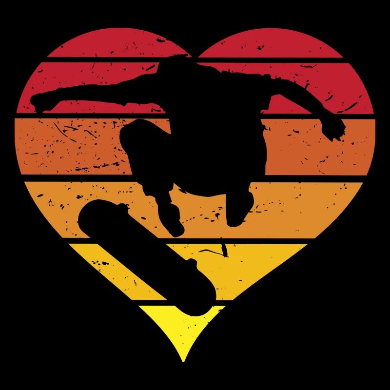 Skateboard retro heart