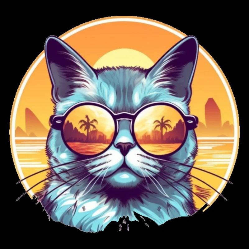 Chat au coucher du soleil