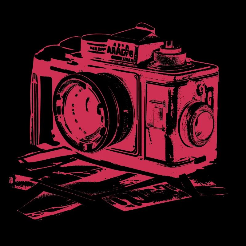 Vintage analog camera, magenta