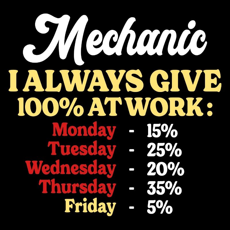 100% Au Travail Citation Drôle Mécanicien
