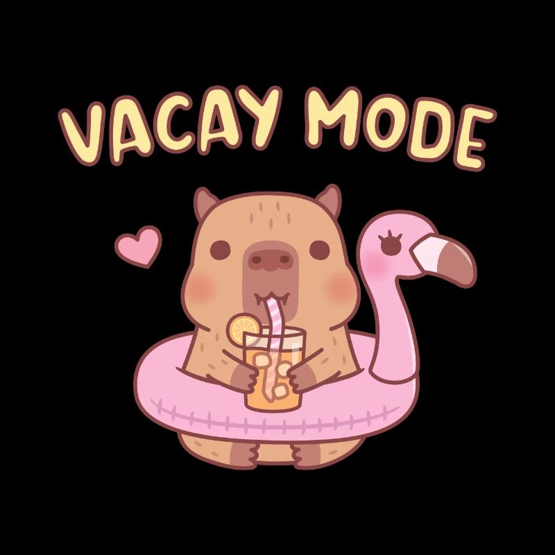 Cute Capybara In Flamingo Pool Float, Vacay Mode
