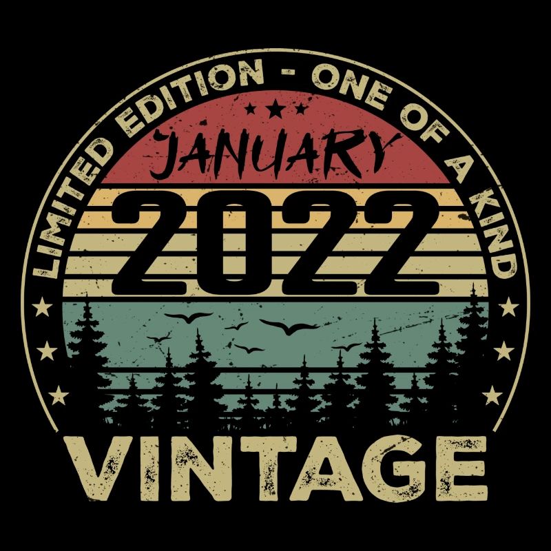 Vintage Janvier 2022 Anniversaire Janvier 2022