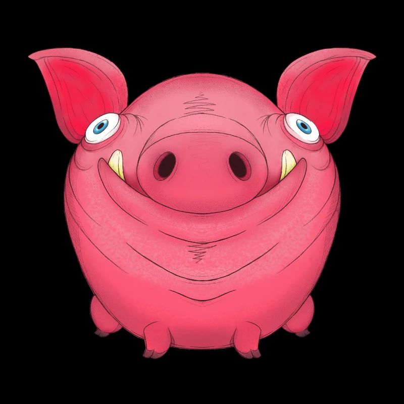 Mignon rond dessin animé cochon
