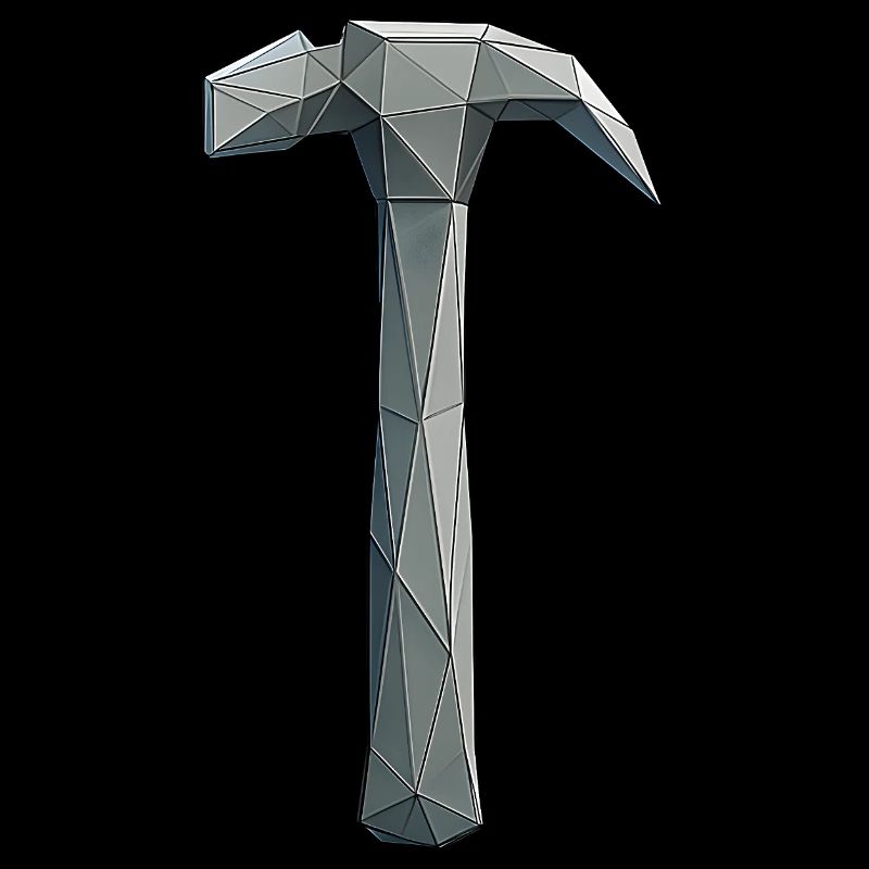 Marteau Low Poly - Outil artisanal