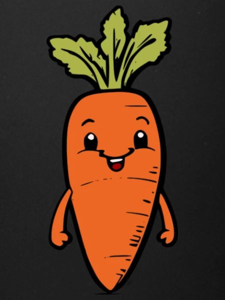 Cheerful cartoon carrot