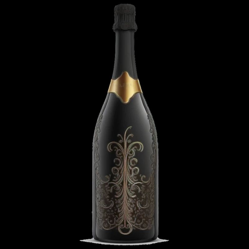 Black Sparkling Water Wine Bottle Silhouette
