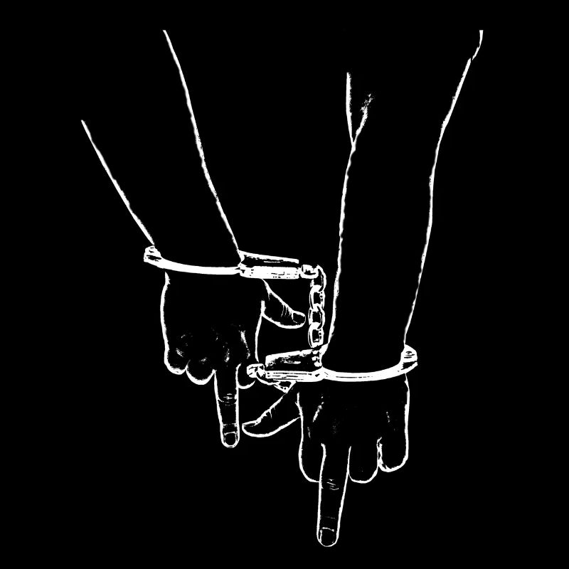 Zwei MittelFinger in Handschellen weiss fu 2