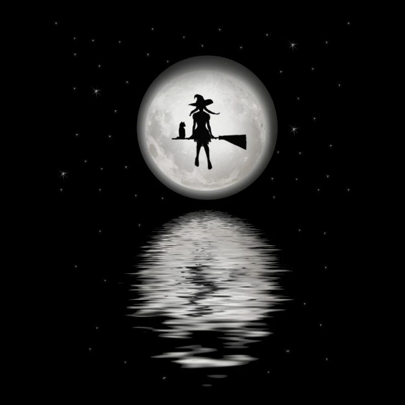 Hexe mit Vollmond