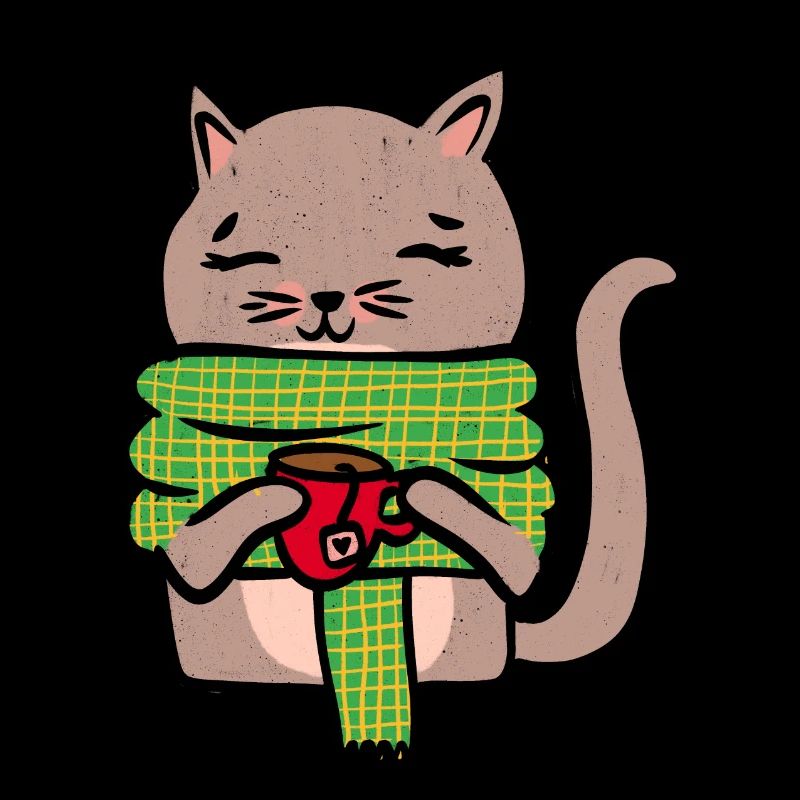Strickende Katze mit Schal