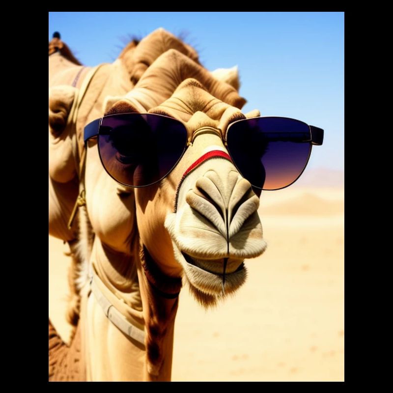Coole Kamelurlaub Selfie Wüste Sonnenbrille Comic