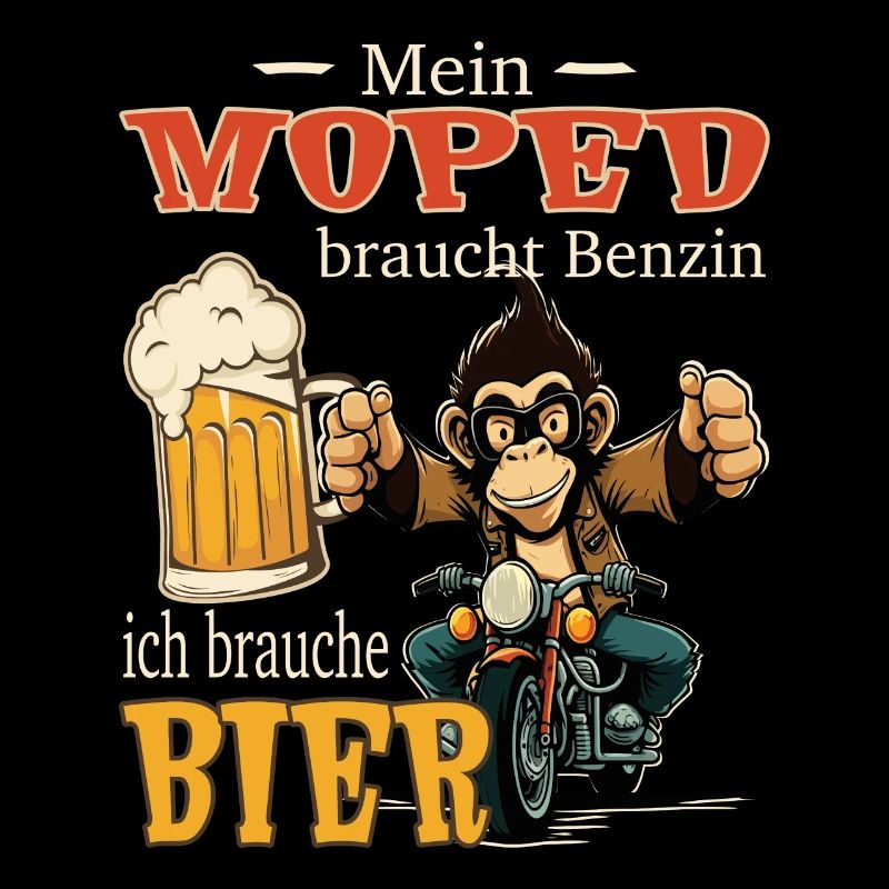 Motorrad lustiger Spruch Moped Bier Affe Monkey