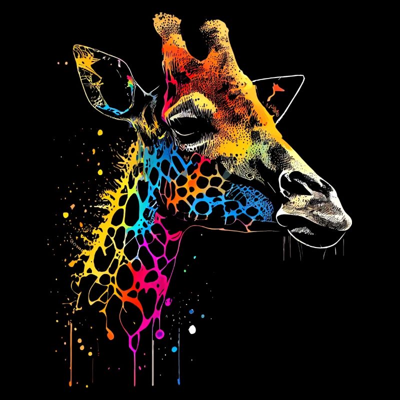 Illustration colorée Giraffe Graffiti Airbrush