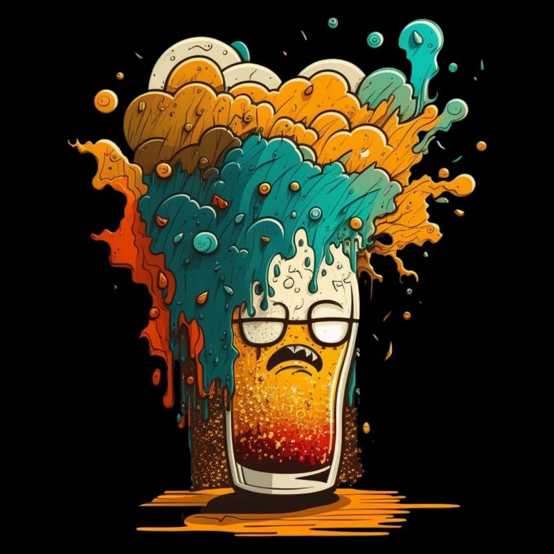 Bunte Bier Explosion Cartoon Style