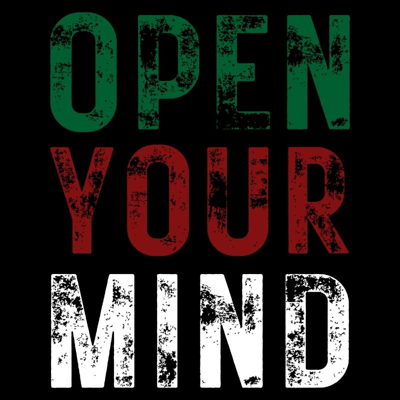 OPEN YOUR MIND – color green, red, white