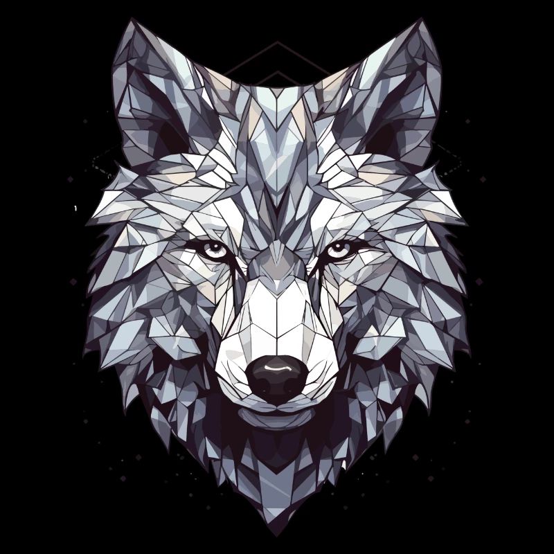 Geometrischer Wolfenkopf im Prisma-Stil