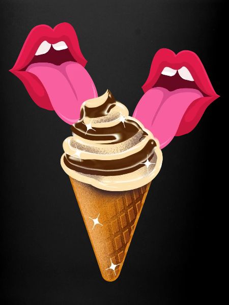 Langue léchant la glace