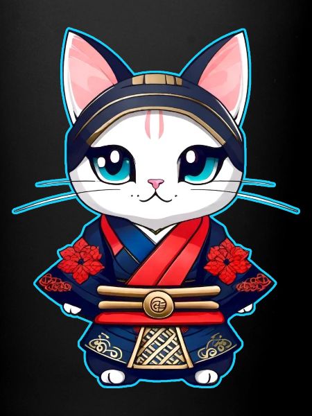 Mignon chat samouraï