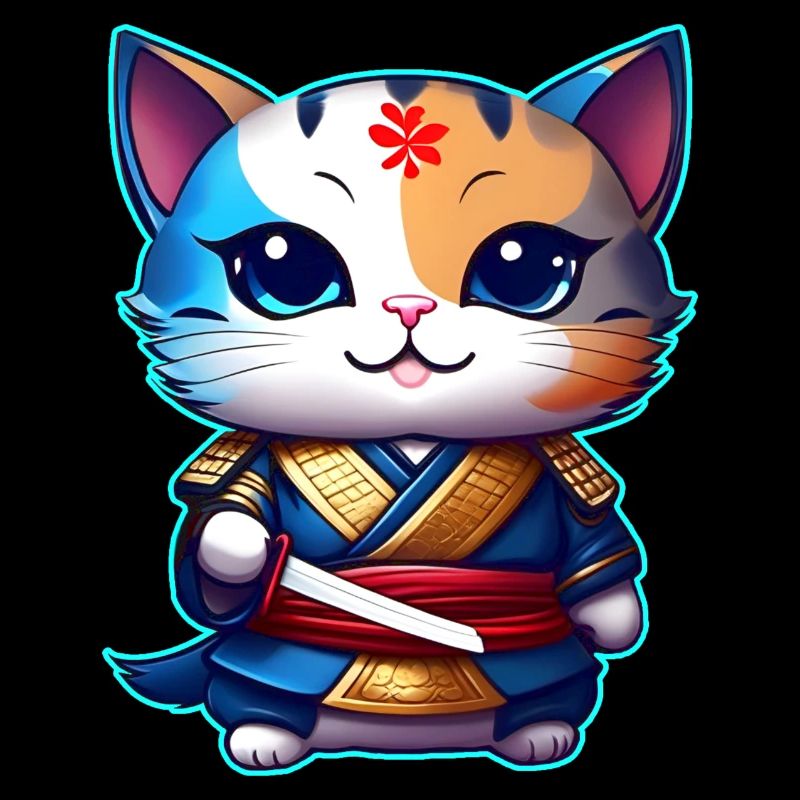 Cute samurai cat