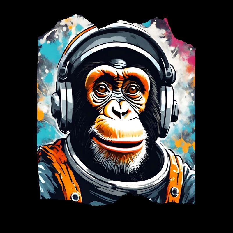 Chimpanzé astronaute avec des écouteurs