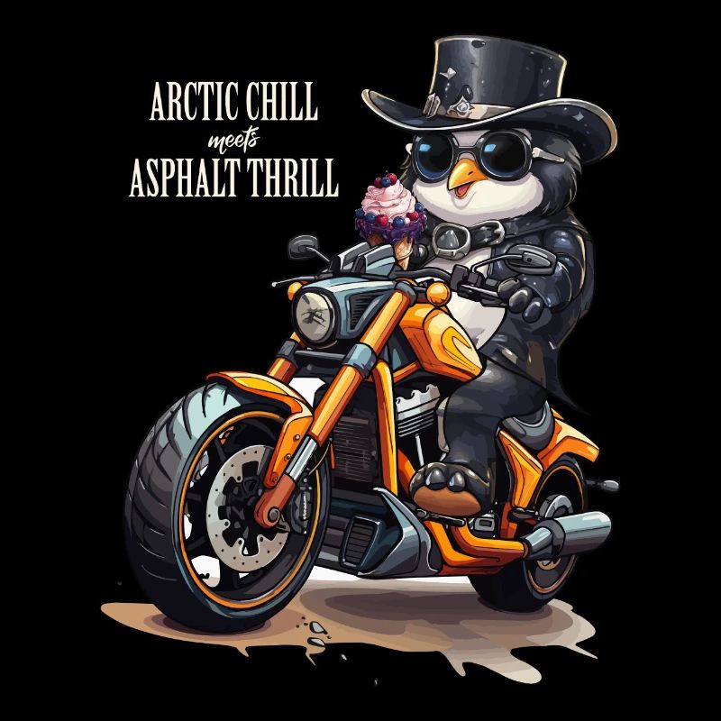 Pinguin Motorrad Eiswaffel