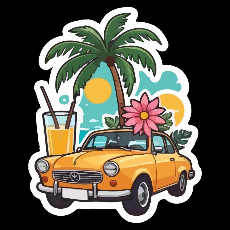 Summer Palm Trees Car
