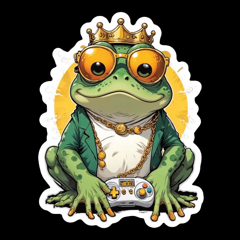 Retro Gamer Frog with Controller Console Games