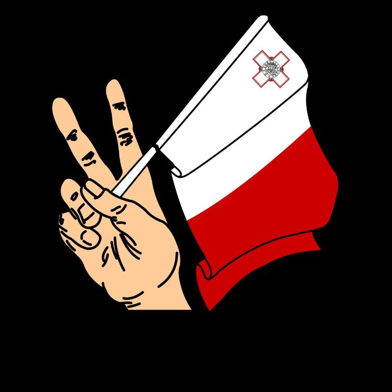 Drapeau Malte signe de paix texte MALTE