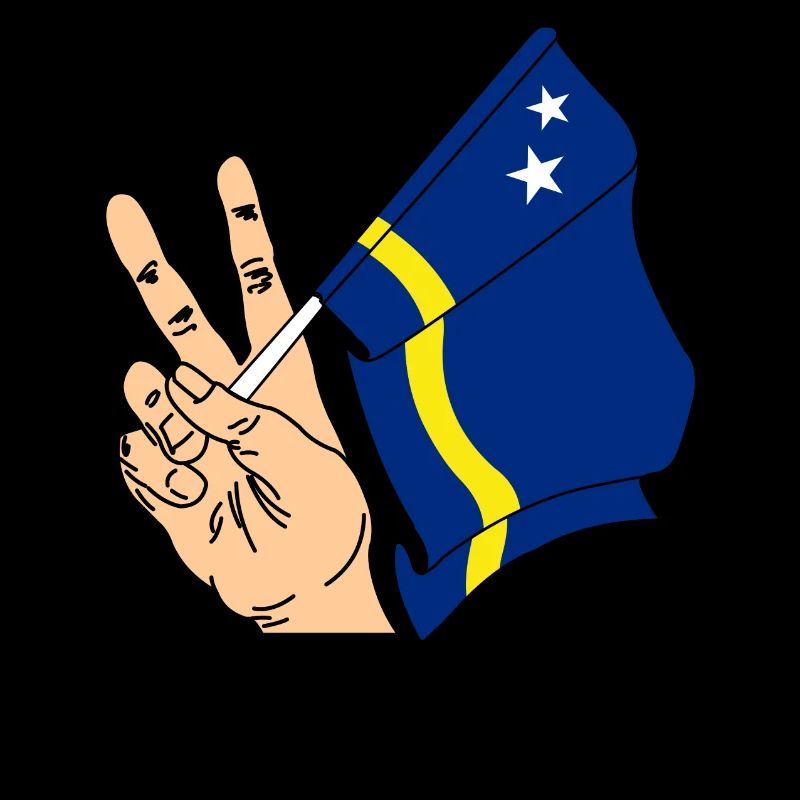 Drapeau de Curaçao : signe de la paix : texte 'Curaçao'