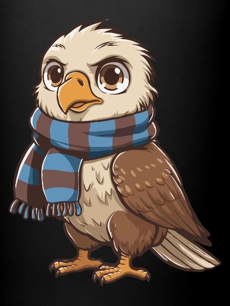 Aigle mignon avec écharpe
