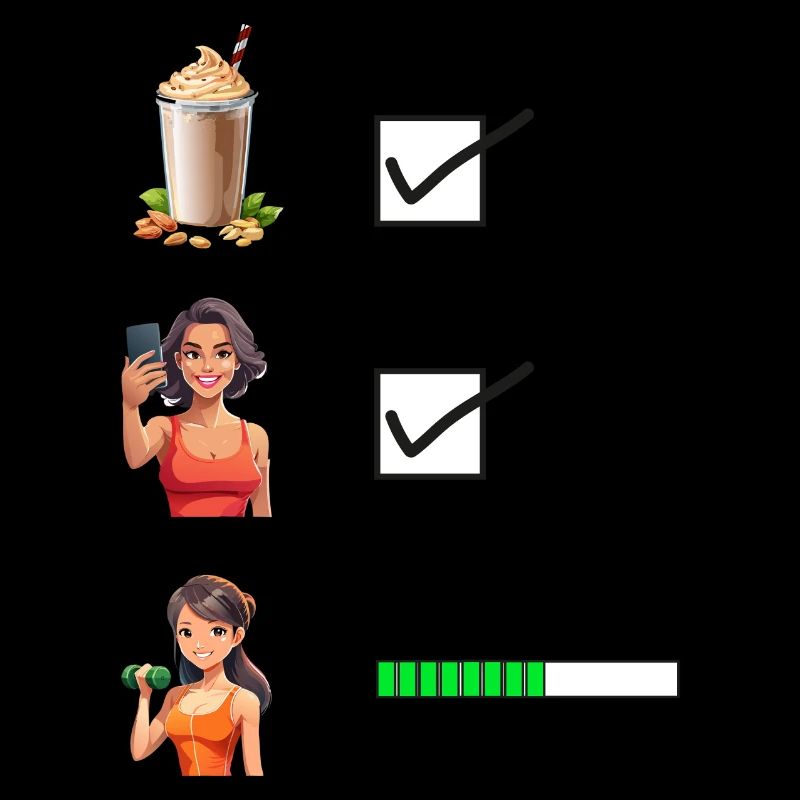 Checklist Gym - Protein - Selfie - Training