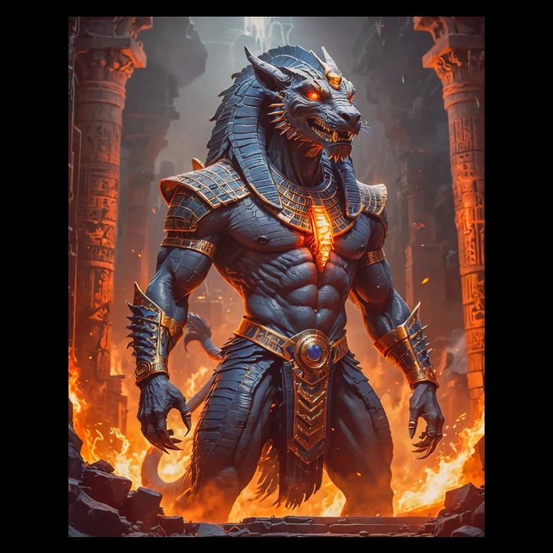 Ammit, bête monstrueuse, attendant par les écailles de j