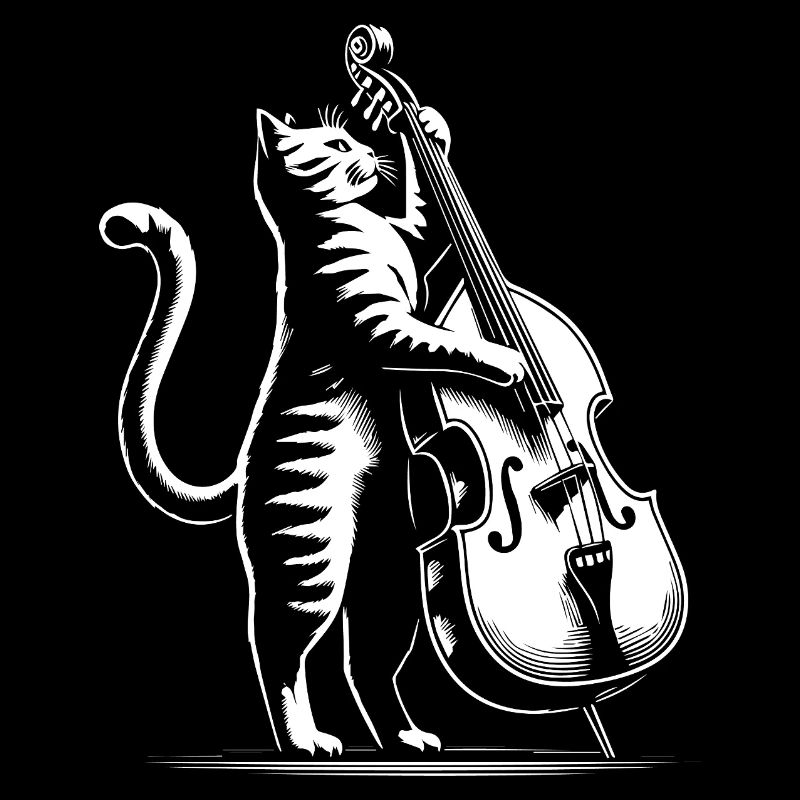Cat joue de la contrebasse