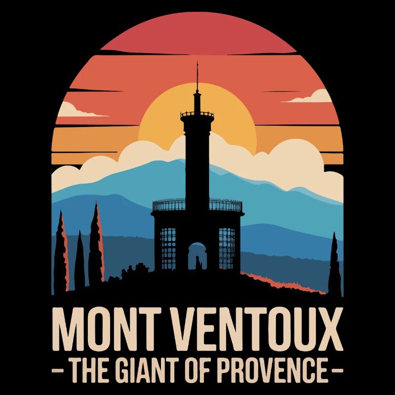 Die Silhouette des Mont Ventoux und der ikonische Turm