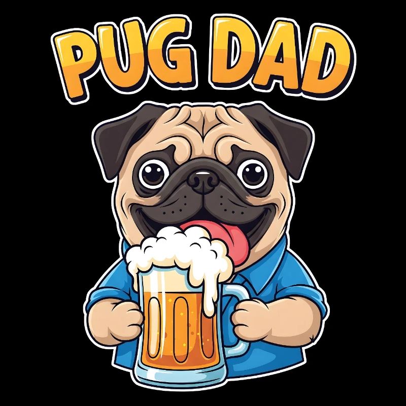 Funny Pug Dad with Beer Motif