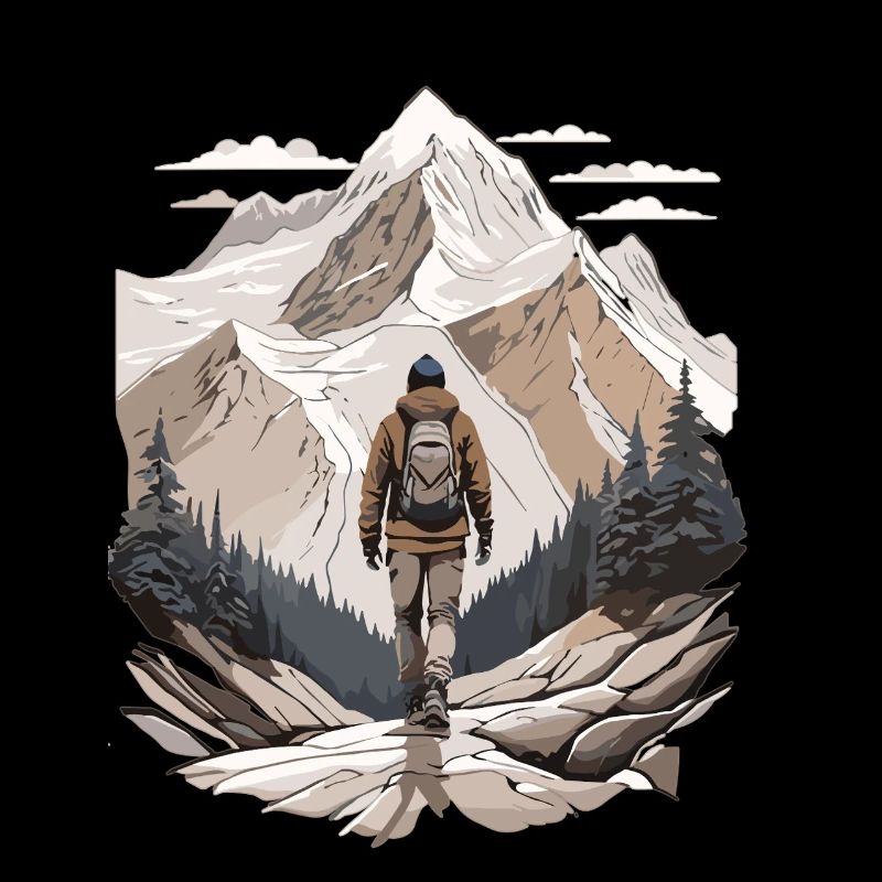 Wanderer vor Berggipfel