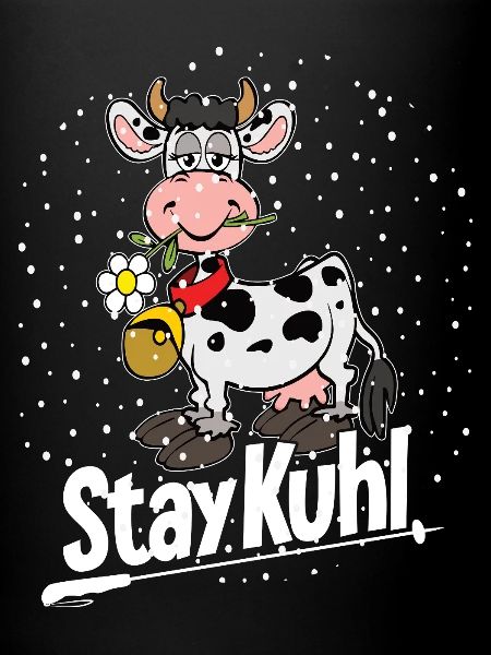 Stay Kuh! Winterkuh mit Blume