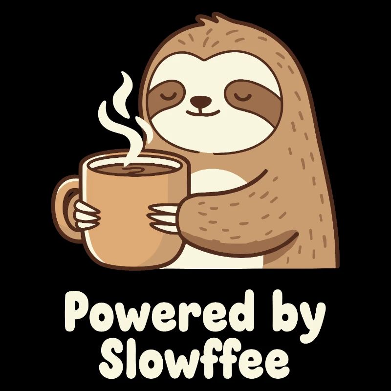 Sloth Coffee Power Illustration