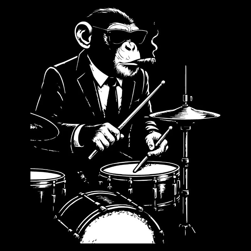 Jazz Monkey spielt das Schlagzeug
