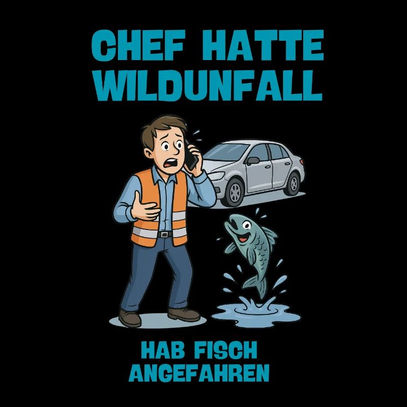Chef Hatte Wildunfall Fisch Illustration 